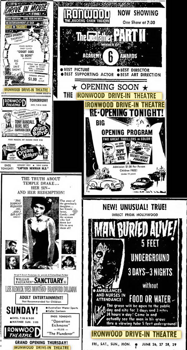 Ironwood Drive-In Theatre - Various Articles
